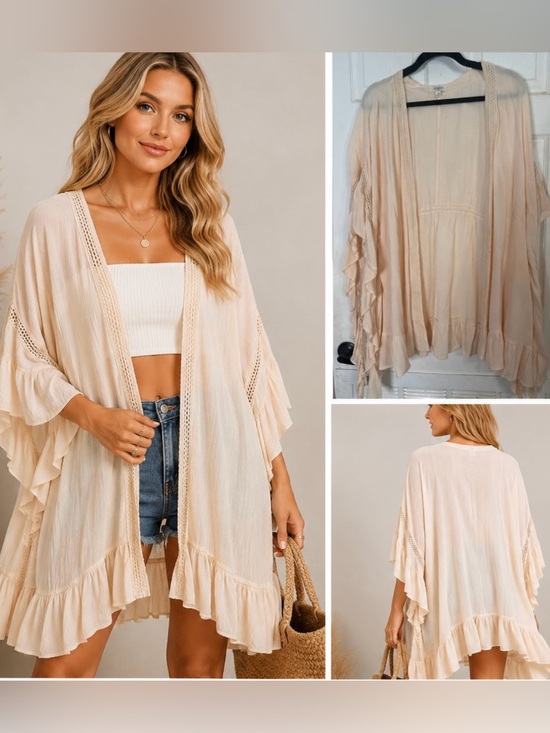 Umgee Other - Umgee Beige Ruffle Open Cover S/M